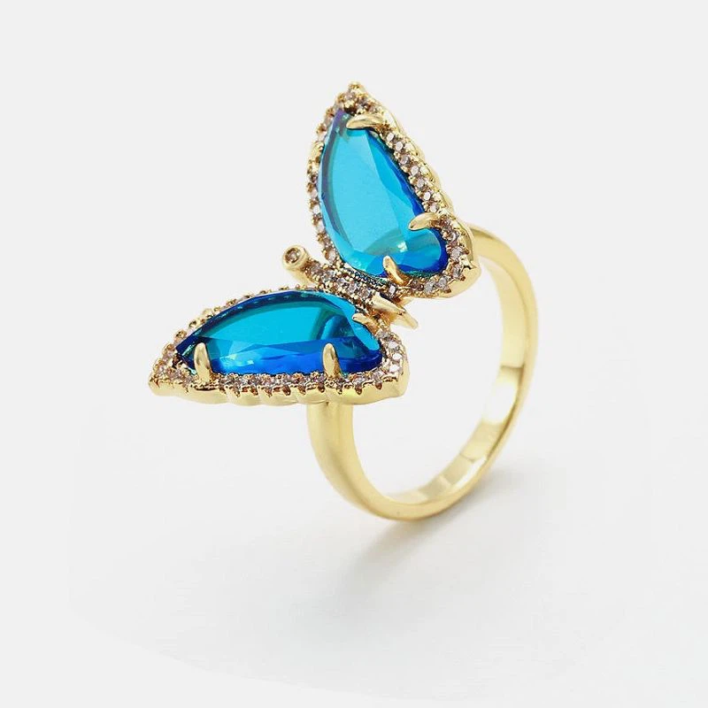 Vacker Fjärils Djurring Silver