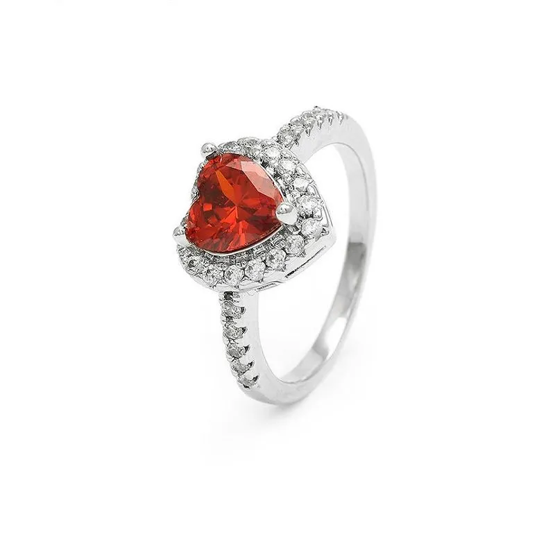 Klassisk Ruby Cz Heart Ring