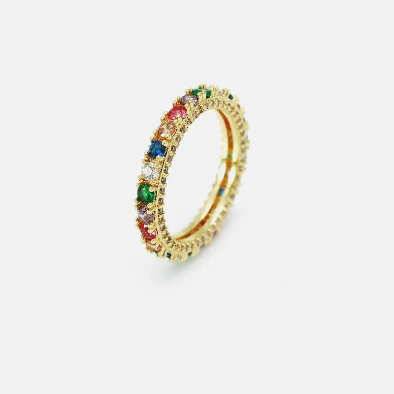 Colorful Stone Eternity Ring Band