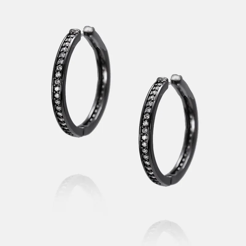 Hematiterad pläterad Hoop Örhänge