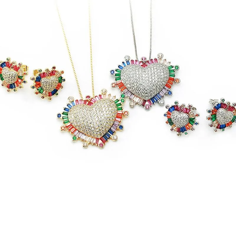 Multi Cz Heart smyckesset