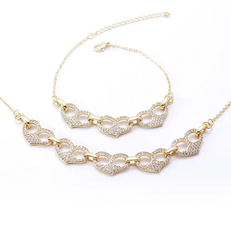 Halsband Armband Hjärta Smycken Set