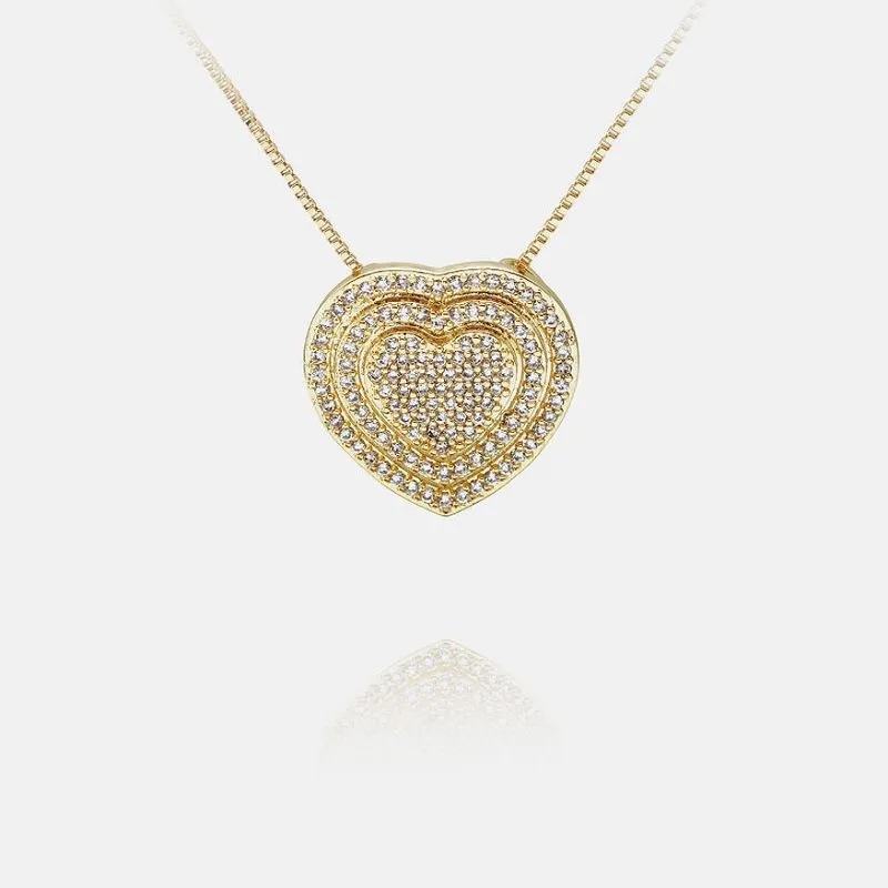 Unique Zircon Heart Pendant