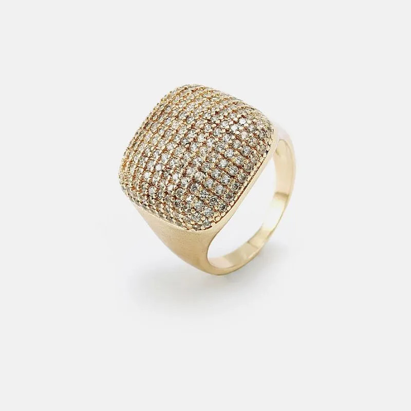Kvinnor Vit Zircon Pave Ring